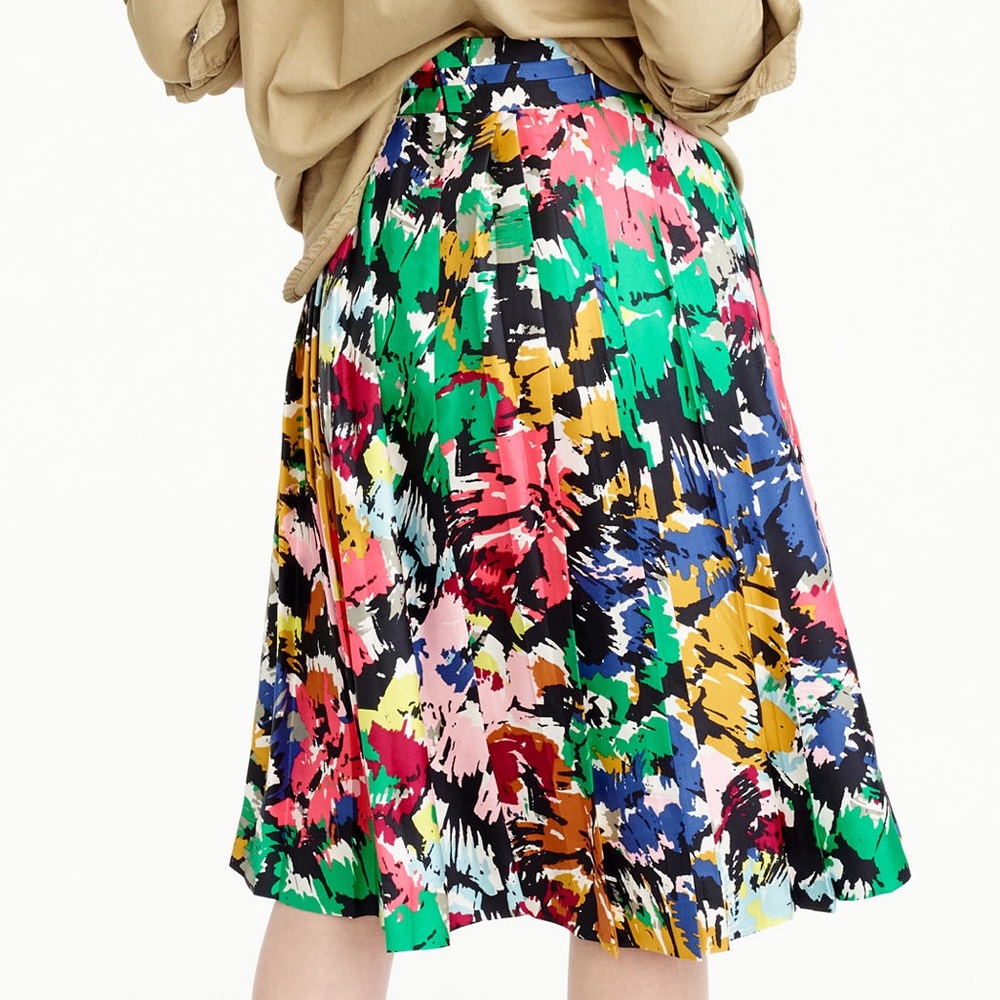 J Crew Double-pleated midi skirt